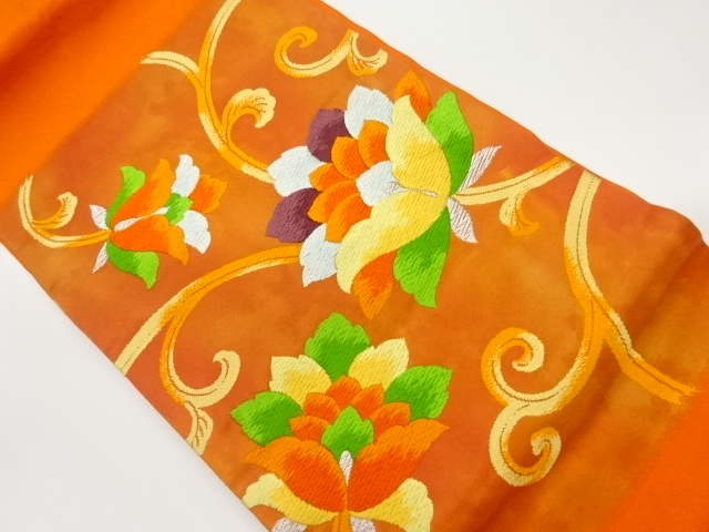 JAPANESE NAGOYA OBI / WOVEN FLOWER ARABESQUE